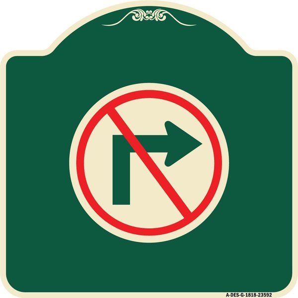 Signmission No Right Turn Graphic Only Heavy-Gauge Aluminum Architectural Sign, 18" x 18", G-1818-23592 A-DES-G-1818-23592